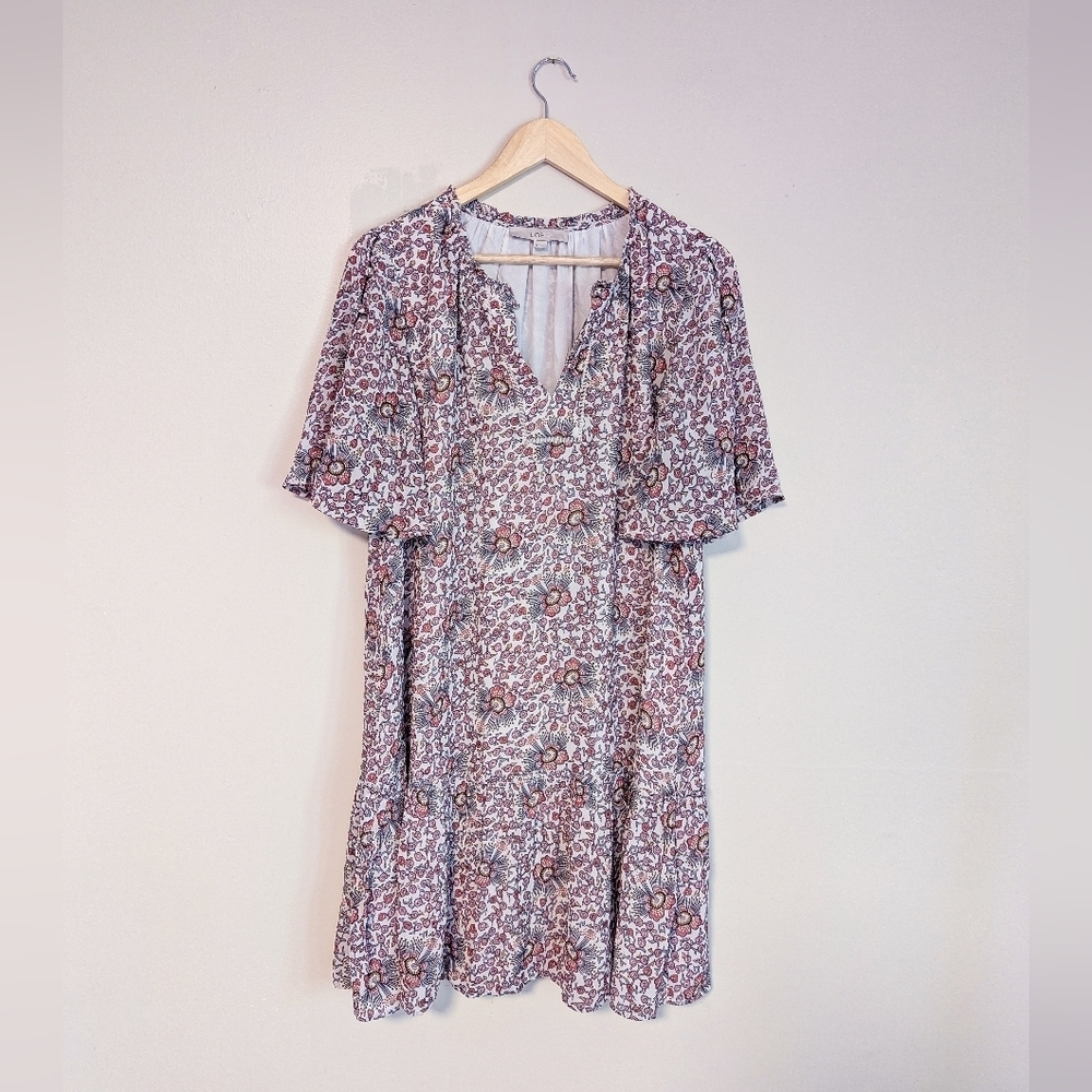 LOFT Purple Floral Eyelet Dress - Picture 2 of 7